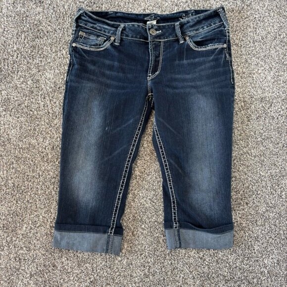 Women's Dark Blue Jean Capri - Picture 1 of 4